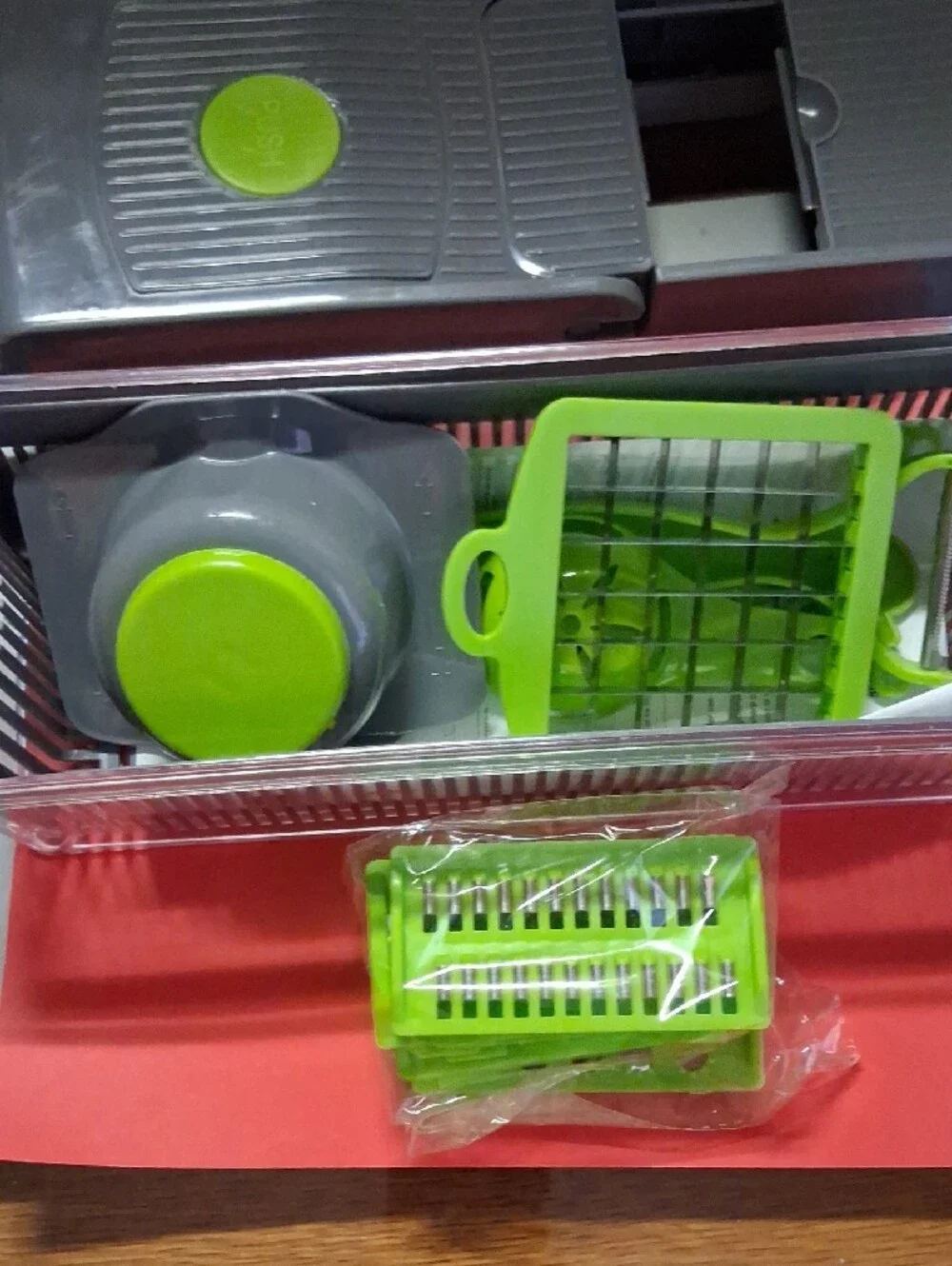 Gray and Green Multi-Blade Vegetable Chopper by